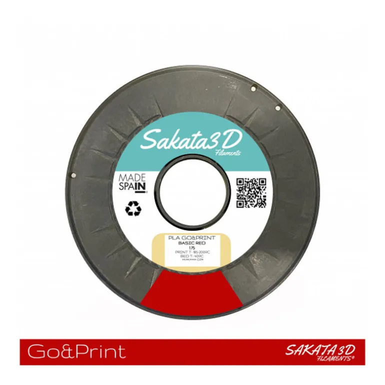 Bobina Sakata 3D Filamento PLA GO&PRINT 1.75mm 1Kg Rojo
