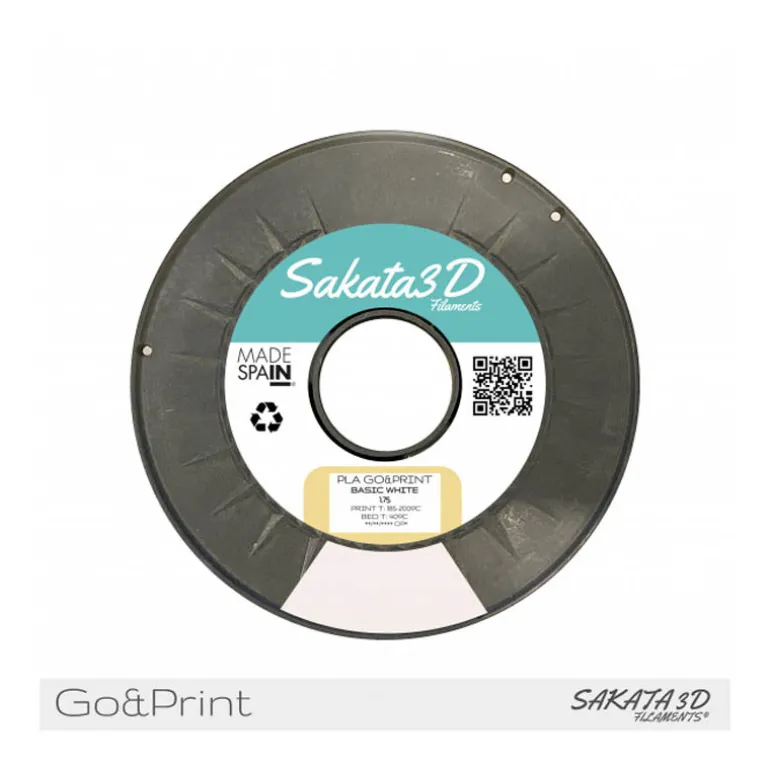 Bobina Sakata 3D Filamento PLA GO&PRINT 1.75mm 1Kg Blanco