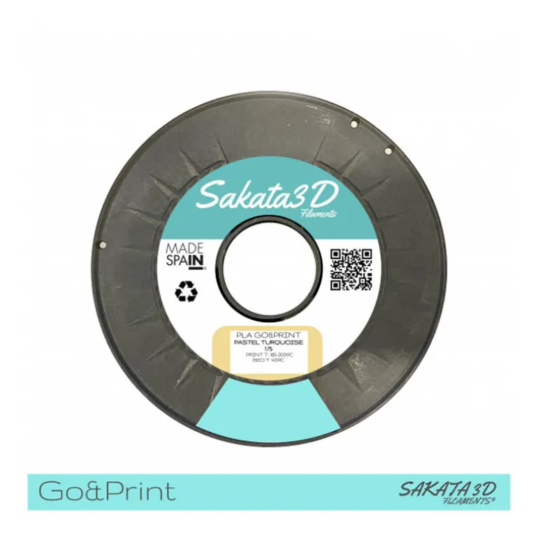 Bobina Sakata 3D Filamento PLA GO&PRINT 1.75mm 1Kg Turquesa