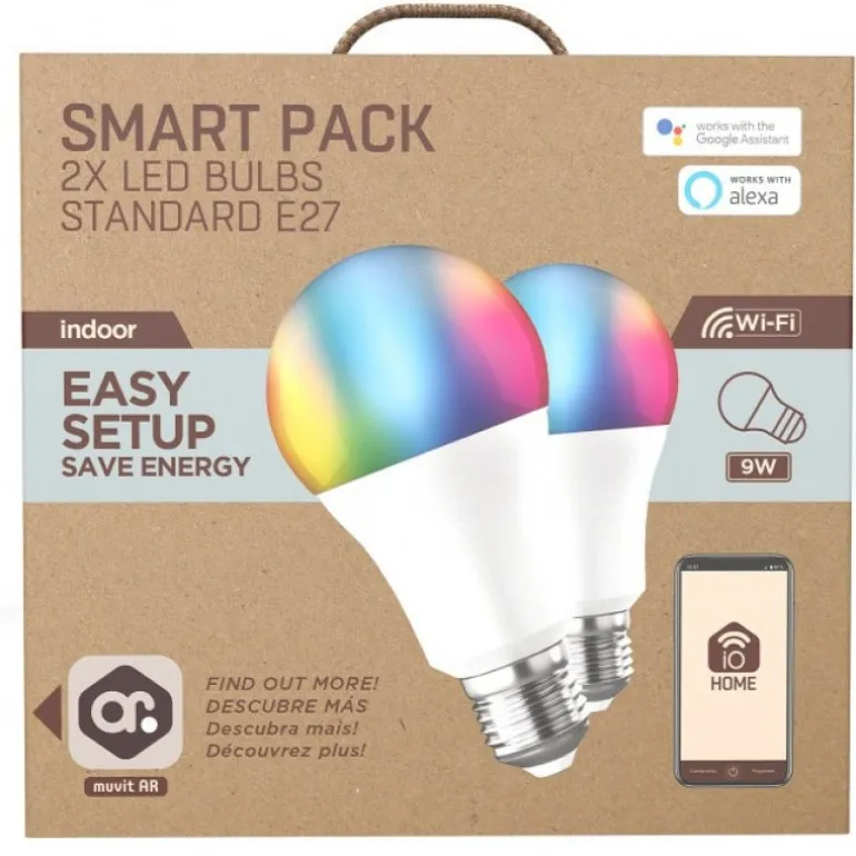 Bombilla Inteligente Muvit iO A60 E27 9W Pack 2