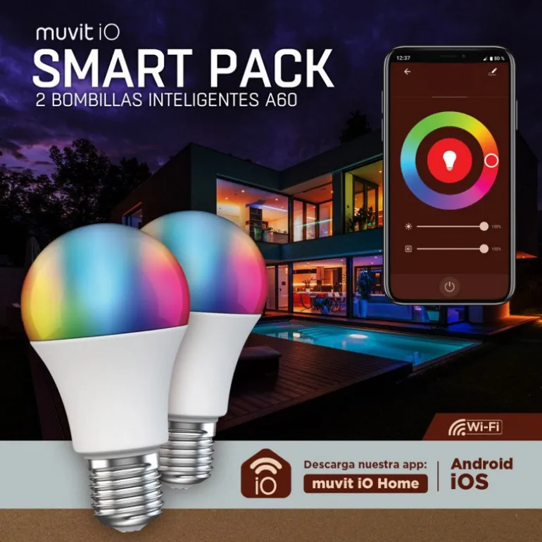 Bombilla Inteligente Muvit iO A60 E27 9W Pack 2