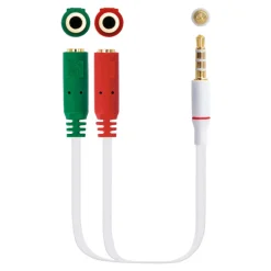 Cable Nanocable Jack 3.5 M a 2 Jack 3.5 H Blanco