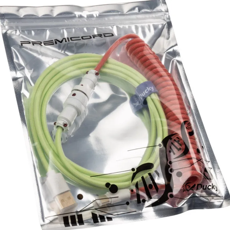 Cable Teclado Ducky Cable Espiral Verde/Rojo