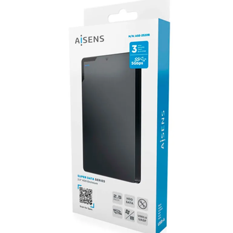 Caja Externa Aisens ASE-2520B 2.5" SATA USB 3.1 Sin Tornillos Negra