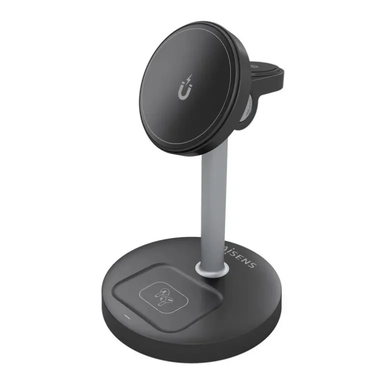 Cargador Aisens Inalámbrico USB-C Qi 3 en 1 Negro