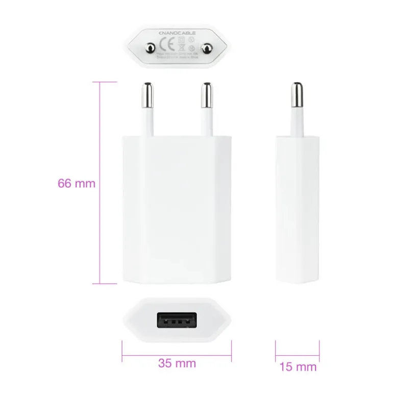 Cargador Nanocable USB 5V/1A Blanco