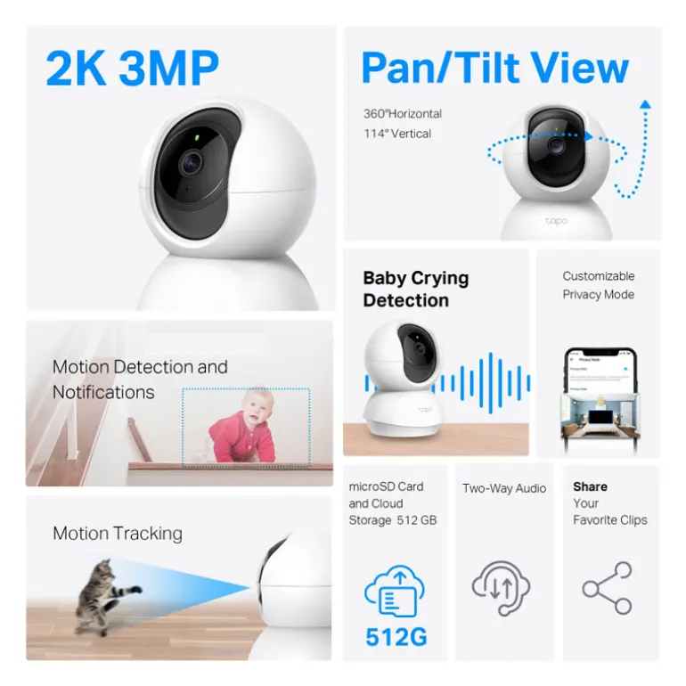 Cámara Videovigilancia TP-Link Tapo TC71 Wi-Fi 2K 360º Nocturna
