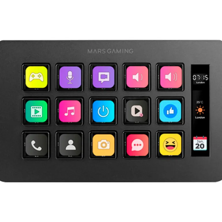Controlador Mars Gaming MSD-ONE Stream Deck 15 Teclas LCD Negro