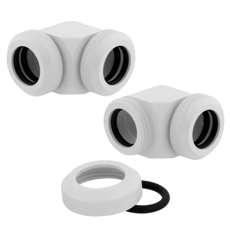 Corsair Hydro X Series XF Hardline 90° 12mm OD (Doble Pack) Blanco - Racor