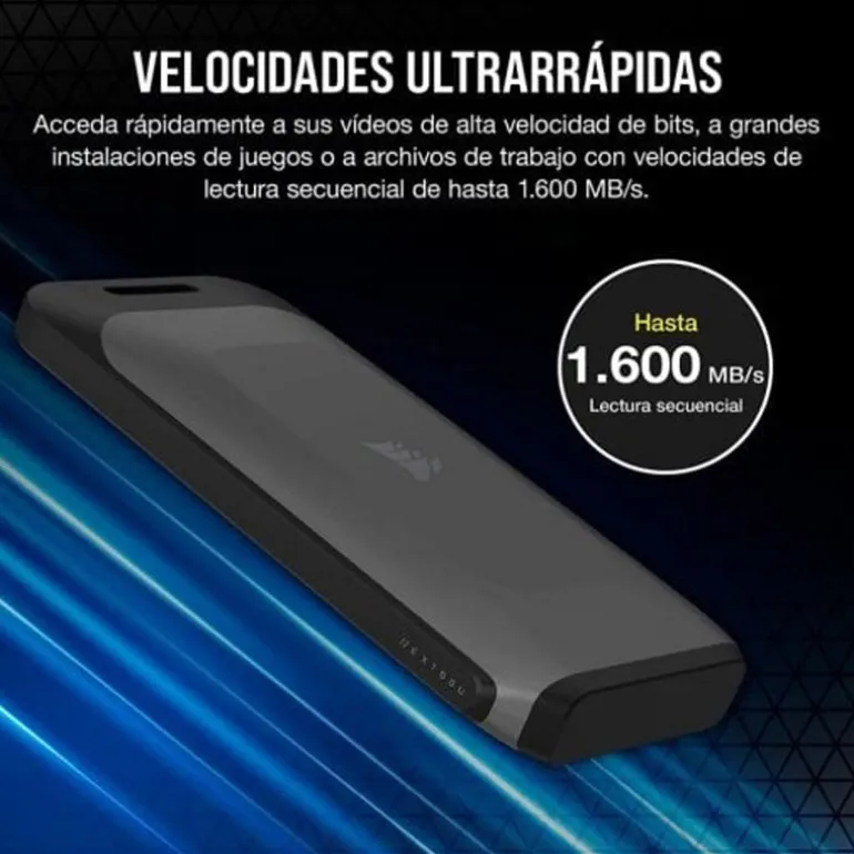 Disco Duro Externo Corsair EX100U SSD 4TB USB 3.2 Gen 2x2 Negro