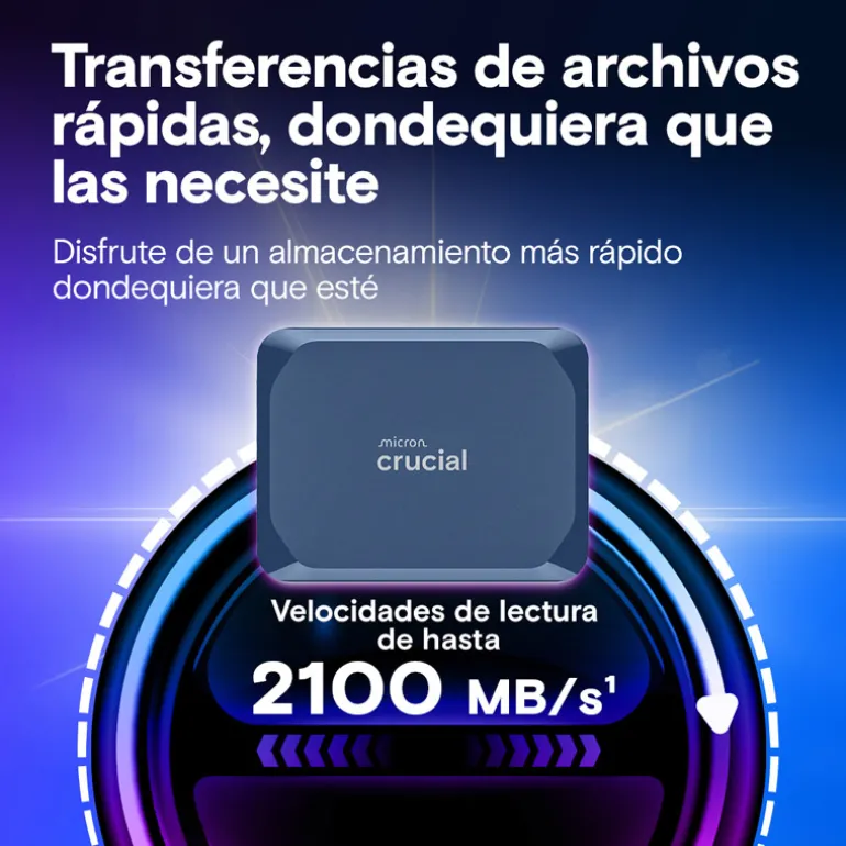 Disco Duro Externo Crucial X10 SSD 4TB USB 3.2 Gen2 2x2 Azul