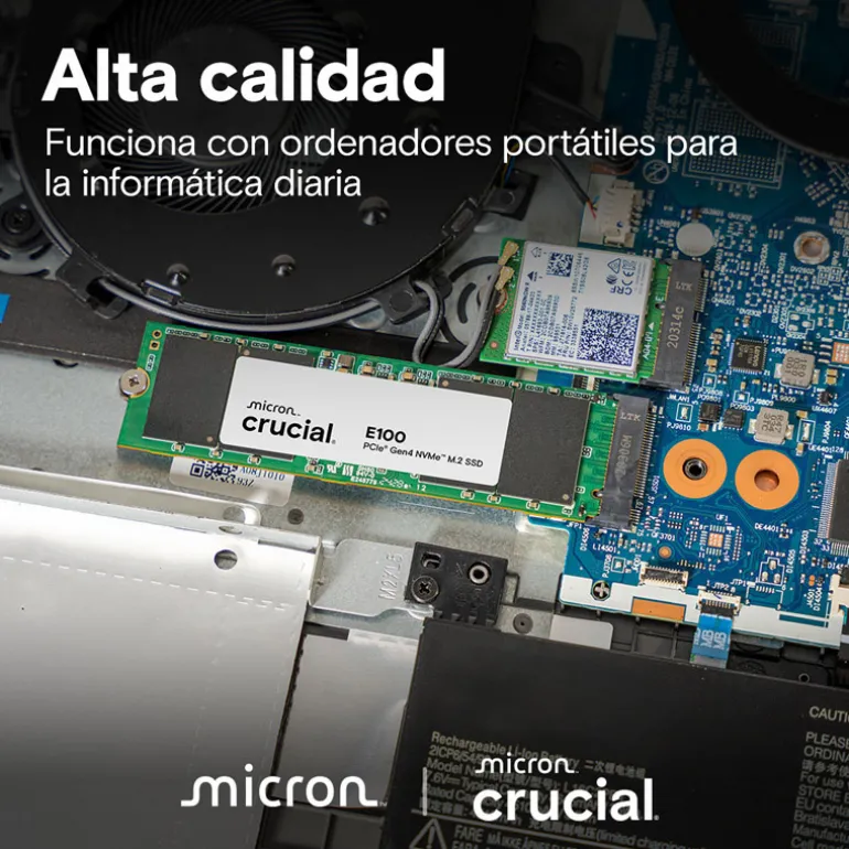 Disco Duro M.2 Crucial E100 1TB PCIe Gen4 x4 NVMe SSD Tray
