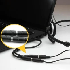 Divisor de Auriculares Mini-Jack 3.5mm 4 pines a 2 Mini Jack 3 pines (Auricular / microfono)