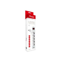 Equip Base Múltiple 5 Salidas 1.8m Botón Encendido Blanco - Regleta