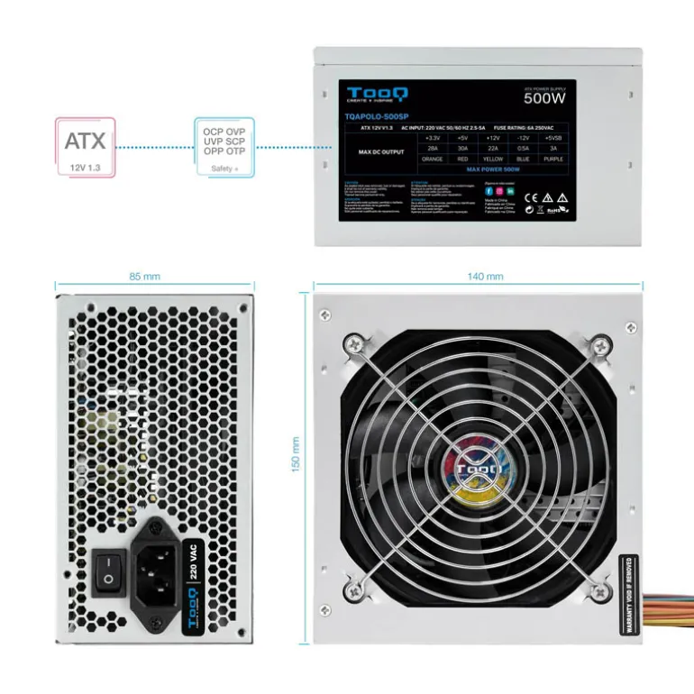 Fuente/PSU Tooq TQAPOLO-500SP 500W