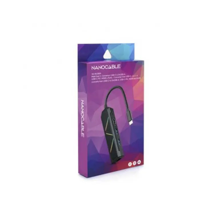 Hub Nanocable USB-C 5 En 1 Negro