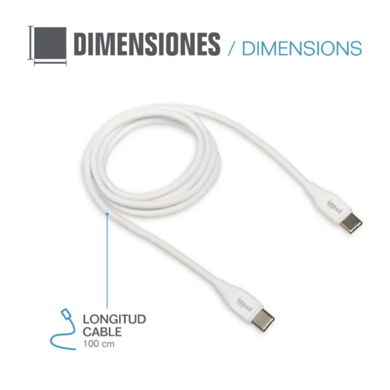 iggual USB-C/USB-C 100 cm Blanco Q3.0 3A - Cable USB