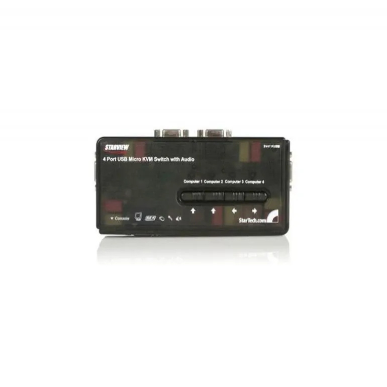 Kit de Conmutador KVM Startech USB de Color Negro de 4 Puertos con Cables y Audio