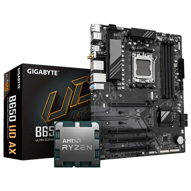 Pack AMD Ryzen 7 9800X3D 5.2GHz Tray + Gigabyte B650 UD AX