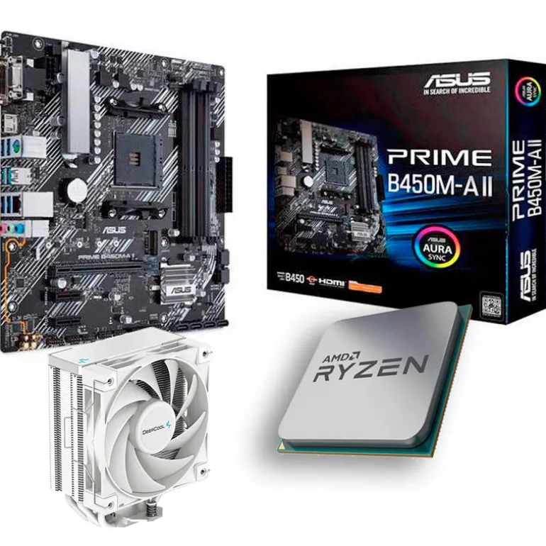 Pack Asus Prime B450M-A II + AMD Ryzen 5 5500 Tray + DeepCool AK400 Blanco