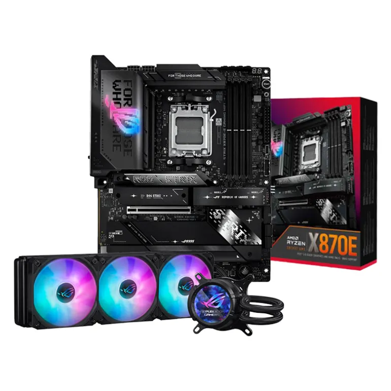 Pack Asus ROG Strix X870E-E Gaming WIFI + Asus ROG Strix LC III 360 ARGB LCD Negro