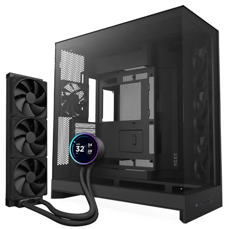 Pack NZXT H9 Flow Negro + NZXT Kraken Elite 360 RGB LCD Display Negro