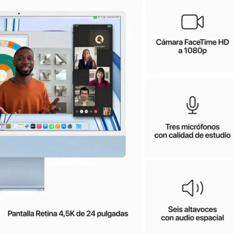 PC Todo En Uno Apple iMac M3 8GB 256GB 24"macOS Touch ID Azul