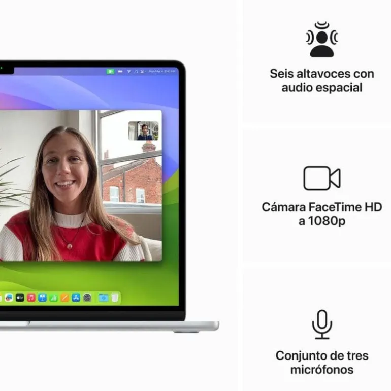 Portátil Apple MacBook Air 15 M3 8GB 256GB 15" macOS Gris Espacial