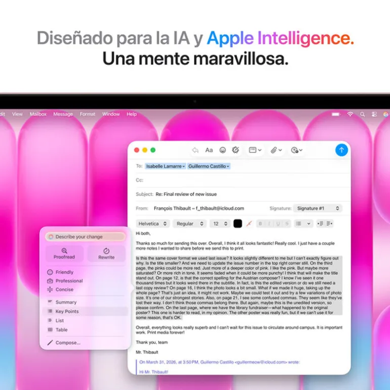 Portátil Apple MacBook Neo 2026 A18 Pro 8GB 256GB 13" Rosa Nube