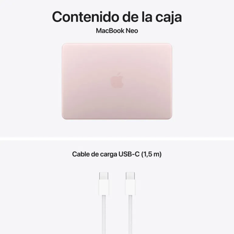 Portátil Apple MacBook Neo 2026 A18 Pro 8GB 256GB 13" Rosa Nube