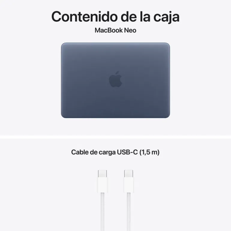 Portátil Apple MacBook Neo 2026 A18 Pro 8GB 512GB 13" Índigo