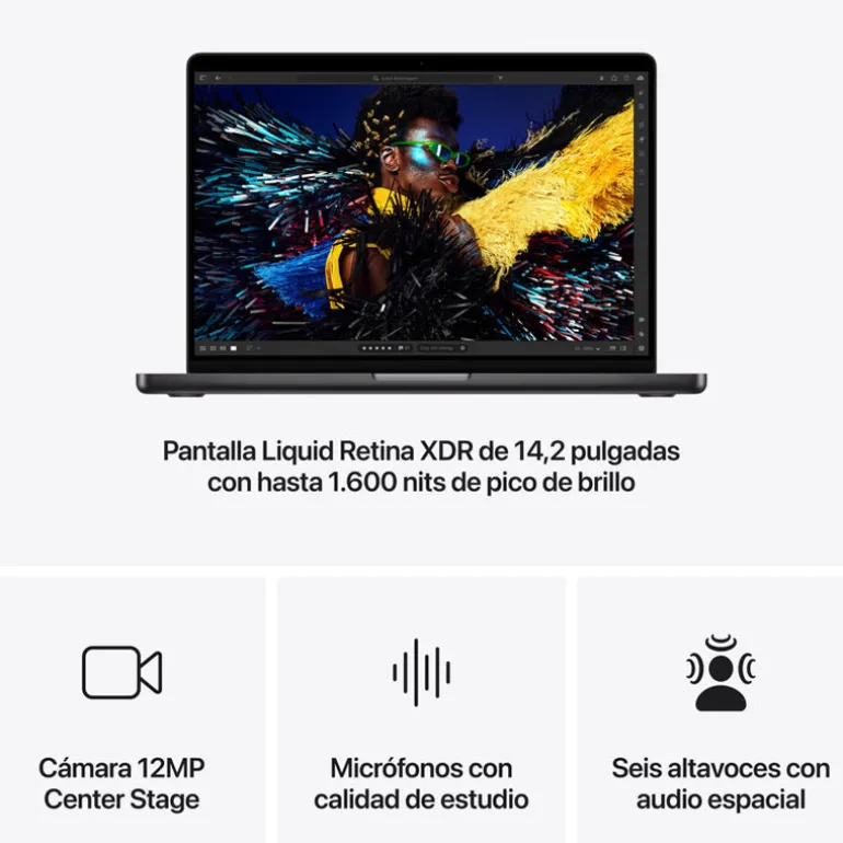 Portátil Apple MacBook Pro M4 16GB 1TB 14" macOS Negro Espacial