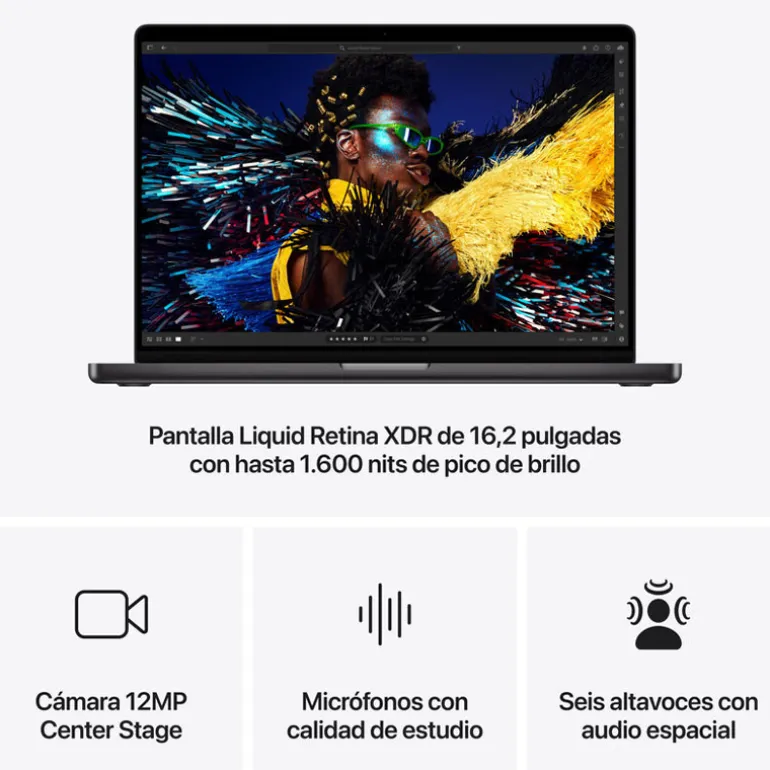 Portátil Apple MacBook Pro M4 Max 48GB 1TB 16" macOS Negro Espacial