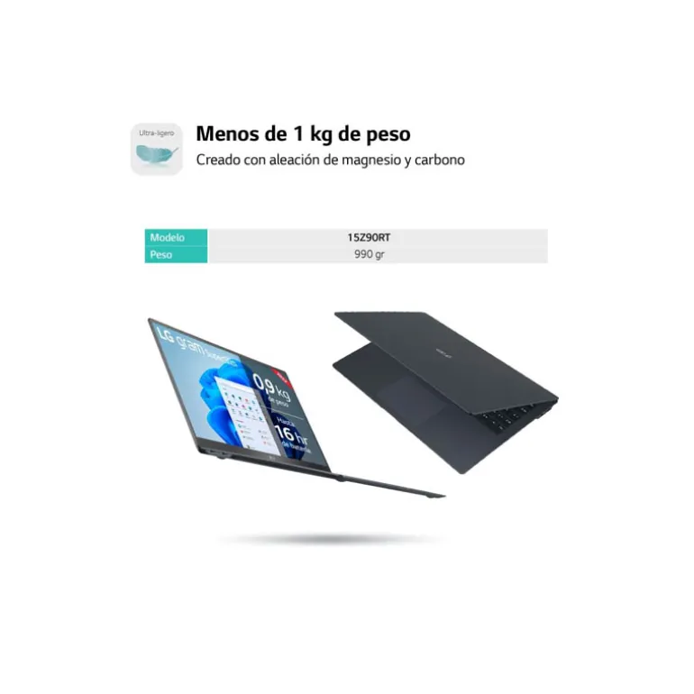 Portátil LG Gram SuperSlim 15Z90RT-G.AD75B i7-1360P 32GB 512GB 15" W11H