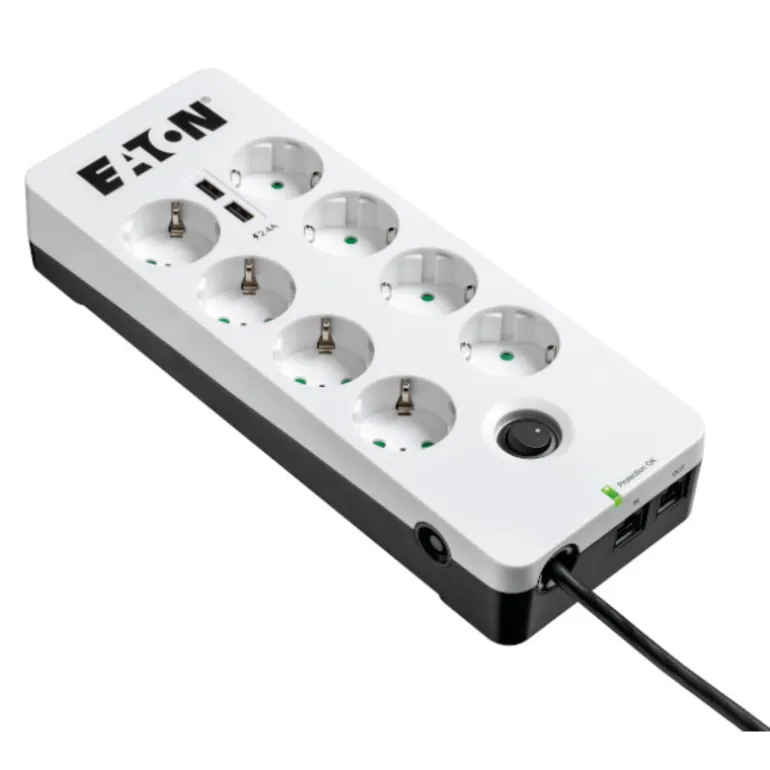 Regleta Eaton Protection Box 8 Tel@ USB DIN Salidas AC