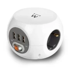 Regleta Ewent EW3939 Cubo 3 Tomas Schuko/USB Blanco