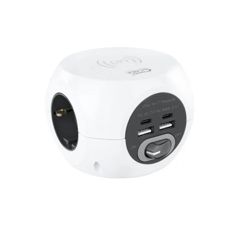 Regleta Nanocable Base Enchufe 2 USB-C + 2 USB-A Blanco