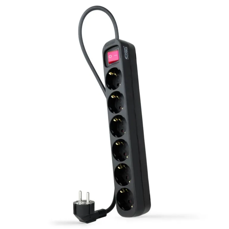 Regleta Nanocable Interruptor 6 Tomas 1.4m Negro