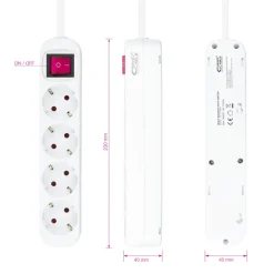 Regleta Nanocable Interruptor 4 Tomas 1.4m Blanco