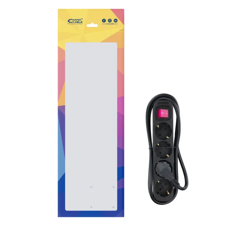 Regleta Nanocable Interruptor 4 Tomas 1.4m Negro