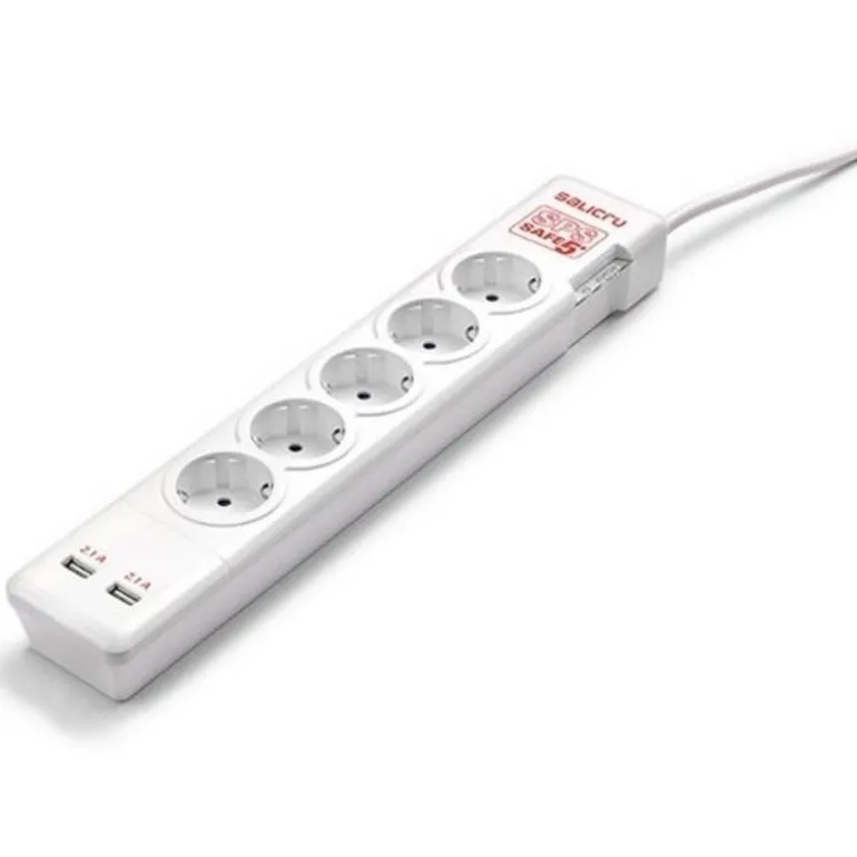 Regleta Salicru SPS Safe 5+ Con Protección 5 Tomas + 2 USB