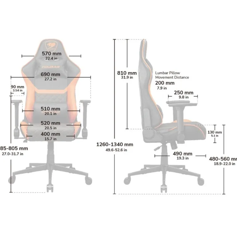 Silla Gaming Cougar Armor One V2 F Negro/Dorado