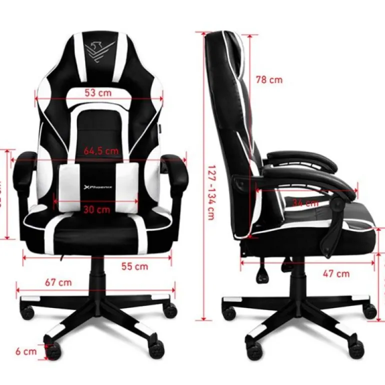 Silla Gaming Phoenix Trophy Cuero Negro/Rojo