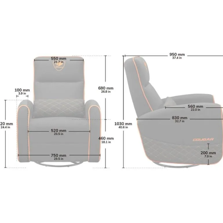 Sillón Gaming Cougar Fidom Negro/Naranja