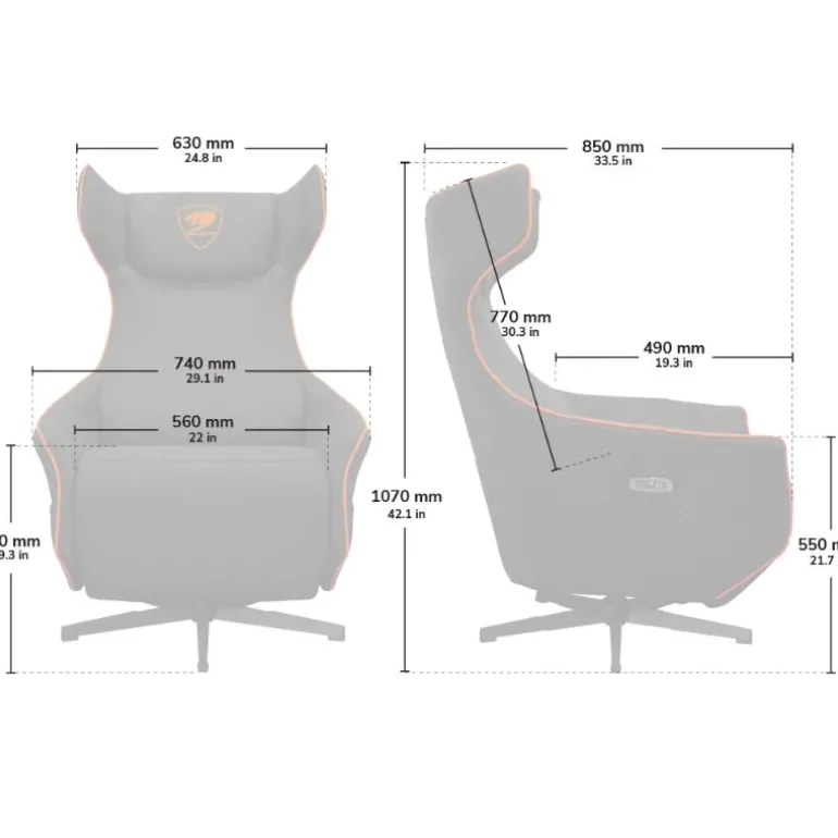 Sillón Gaming Cougar Magus Negro/Naranja
