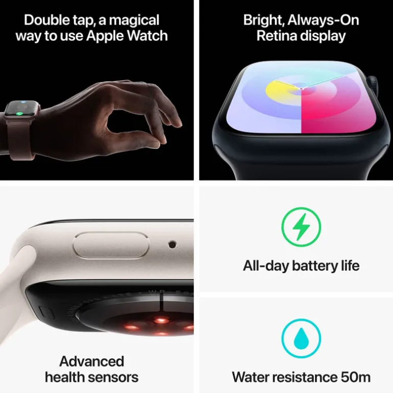 Smartwatch Apple Watch Series 9 41mm Caja Acero Plata Correa Deportiva Azul M/L