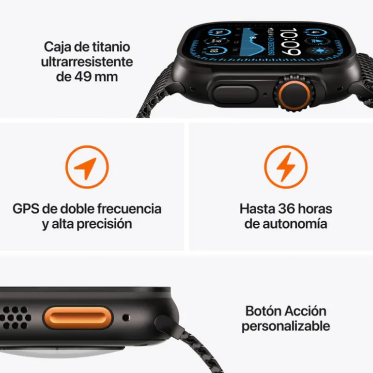 Smartwatch Apple Watch Ultra 2 2024 49mm GPS+Cell Caja Titanio Negro Pulsera Loop Alpine Verde Oscuro S