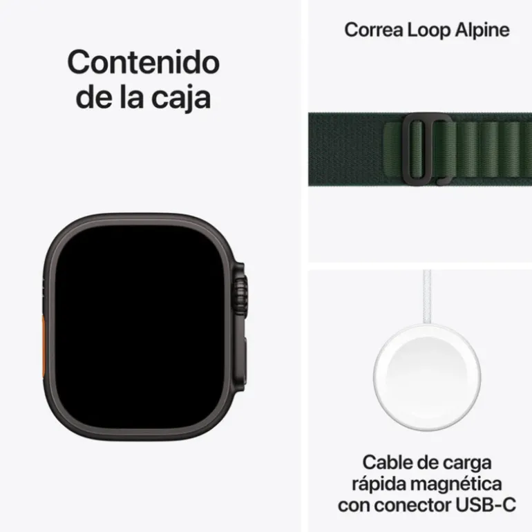 Smartwatch Apple Watch Ultra 2 2024 49mm GPS+Cell Caja Titanio Negro Pulsera Loop Alpine Verde Oscuro S