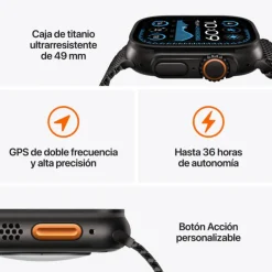 Smartwatch Apple Watch Ultra 2 2024 49mm GPS+Cell Caja Titanio Negro Pulsera Milanese Loop L