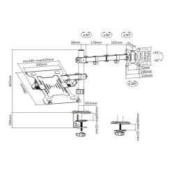 Soporte Aisens DTL32TSR-193 De Mesa Para Portátil/Monitor/TV Hasta 9kg Negro